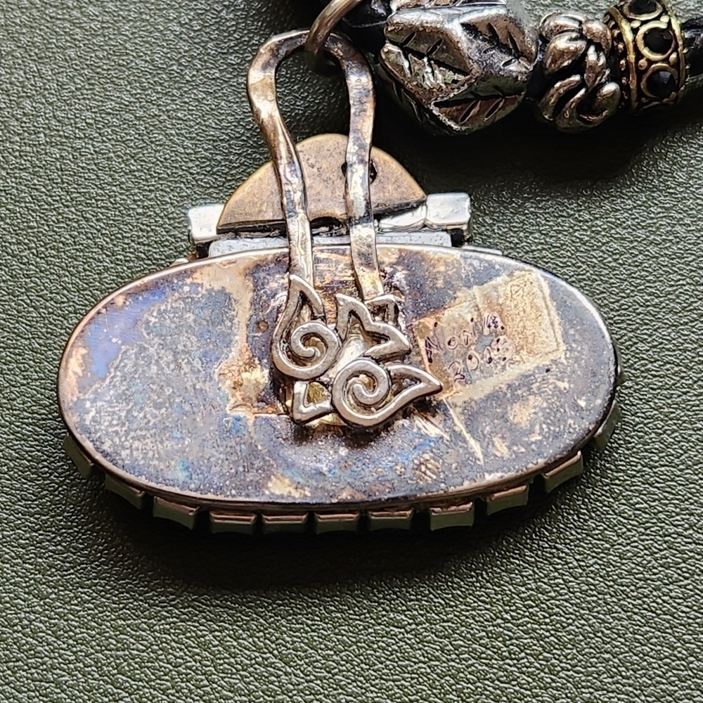 Handmade "W" Initial Necklace on Leather Cord 19 Inches Bohemian Art To Wear - Picture 7 of 9